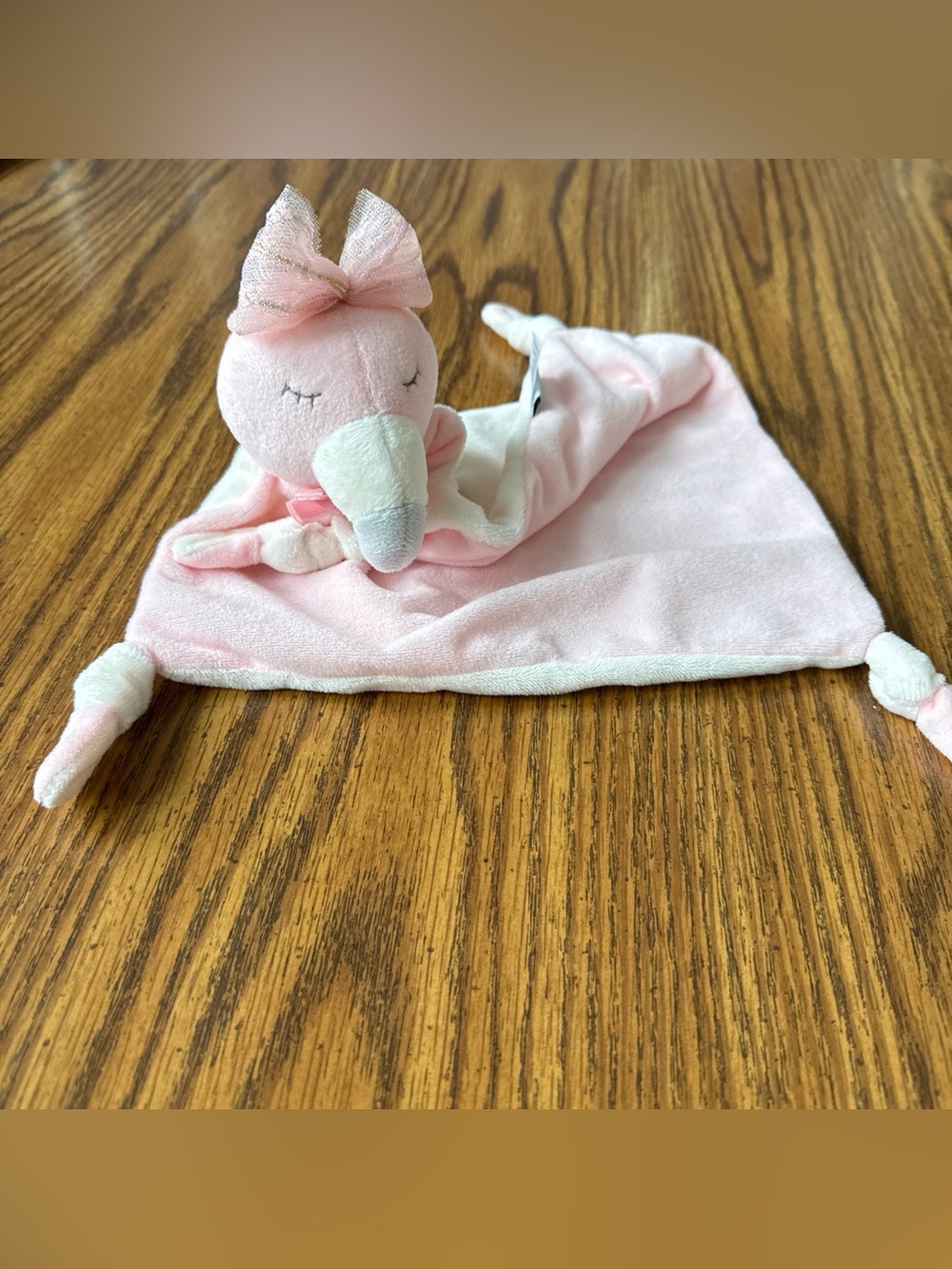 Stephen Joseph Flamingo Lovey Security Blanket Pink Soft Plush Knotted Edges